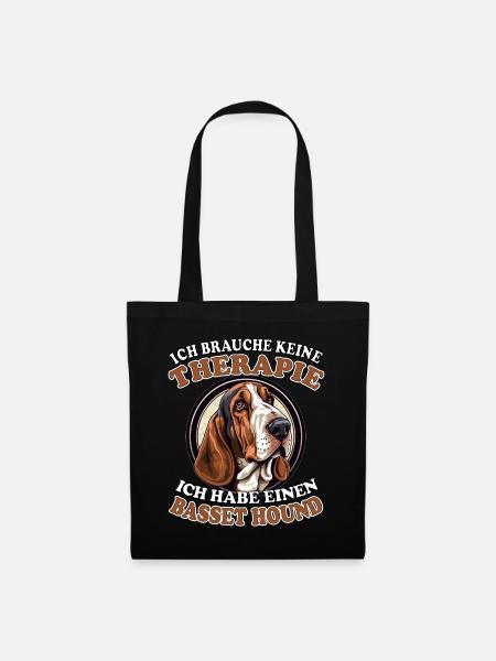 Ich brauche keine Therapie Basset Hound - Stoffbeutel - Schwarz
