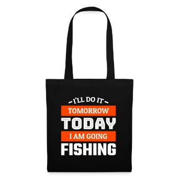 Lustiges Angler T-Shirt Geschenkidee für Fischer - Stoffbeutel - Schwarz - Vorne