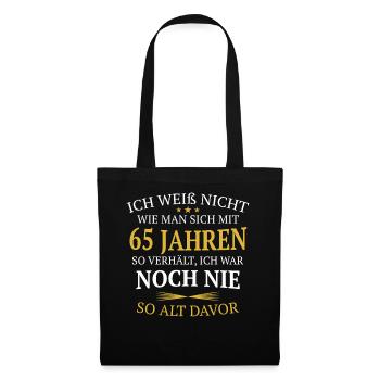 Geschenk 65 Jahre Geburtstagskind - Stoffbeutel - Schwarz - Vorne