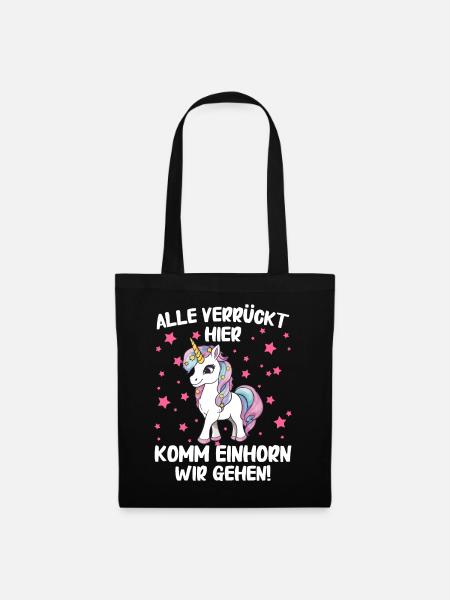 Einhorn Einhörner Fabelwesen Mystisch - Stoffbeutel - Schwarz