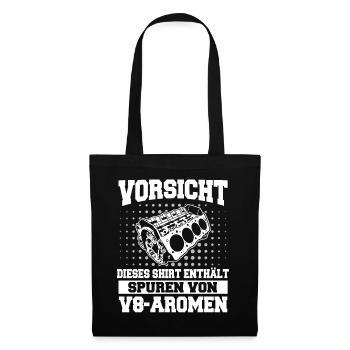 V8 Motor Acht Zylinder Hubraum Motor Tuning Tuner - Stoffbeutel - Schwarz - Vorne