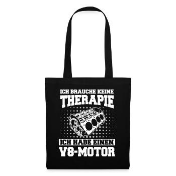 V8 Motor Acht Zylinder Hubraum Motor Tuning Tuner - Stoffbeutel - Schwarz - Vorne