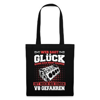 V8 Motor Acht Zylinder Hubraum Motor Tuning Tuner - Stoffbeutel - Schwarz - Vorne