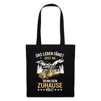 Camping Wohnwagen Camper - Stoffbeutel - Schwarz - Vorne