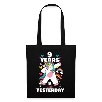 Cadeau 9 ans anniversaire garçon ou fille - Sac en tissu - noir - Devant