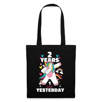 Cadeau 2 ans anniversaire garçon ou fille - Sac en tissu - noir - Devant