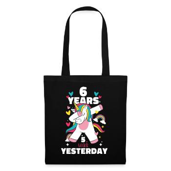Cadeau 6 ans anniversaire garçon ou fille - Sac en tissu - noir - Devant