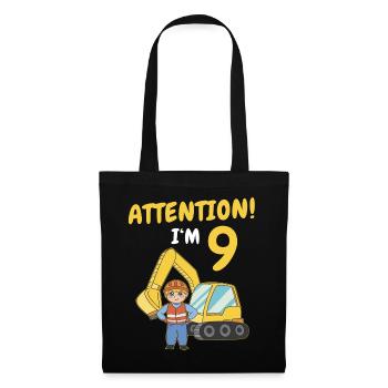 Cadeau 9 ans anniversaire garçon ou fille - Sac en tissu - noir - Devant