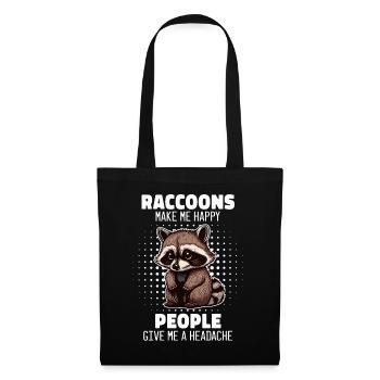Raton laveur - Sac en tissu - noir - Devant