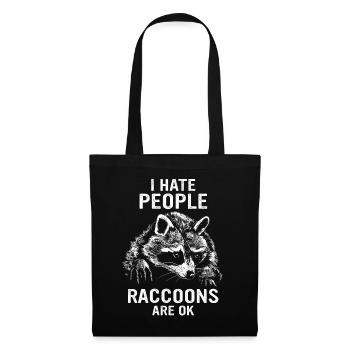 Raton laveur - Sac en tissu - noir - Devant