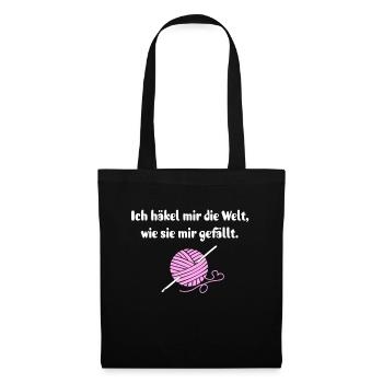 Häkeln Häkelnadel Garn Geschenk Häklerin Spruch - Stoffbeutel - Schwarz - Vorne