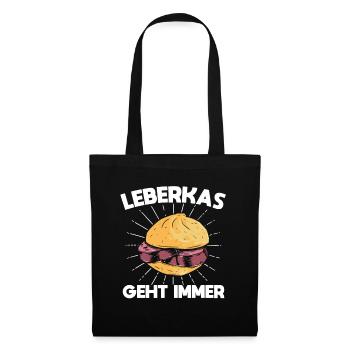 10 Leberkas Geht Immer - Stoffbeutel - Schwarz - Vorne