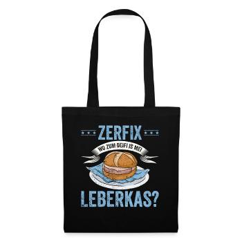 Lustig Leberkäse Und Fleischkäse Zerfix Leberkas - Stoffbeutel - Schwarz - Vorne