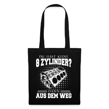 V8 Motor 8 Zylinder Hubraum Auto Tuning Tuner - Stoffbeutel - Schwarz - Vorne