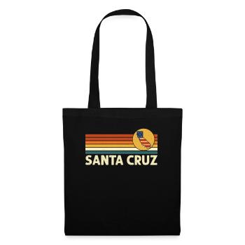Santa Cruz California Retro 70er 80er USA Flagge - Stoffbeutel - Schwarz - Vorne