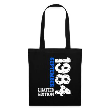 1984 September Limited Edition 39. Geburtstag Deko - Stoffbeutel - Schwarz - Vorne