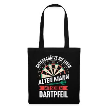Dart Darts Dartspieler Dartsport - Stoffbeutel - Schwarz - Vorne