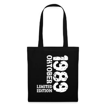 1989 Oktober Limited Edition 34. Geburtstag Deko - Stoffbeutel - Schwarz - Vorne