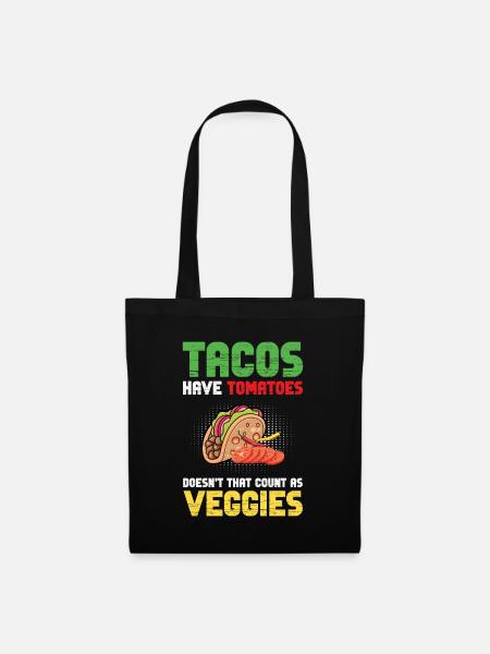 Tacos Tomaten Zählt Vegetarisch Nachos Burritos - Stoffbeutel - Schwarz