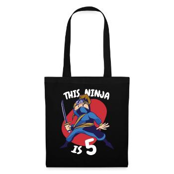 Cadeau 5 ans anniversaire garçon ou fille - Sac en tissu - noir - Devant
