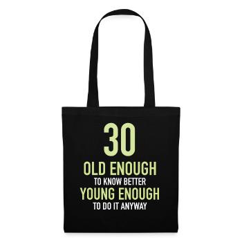 Cadeau 30 ans anniversaire garçon ou fille - Sac en tissu - noir - Devant