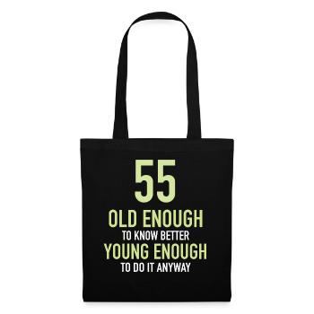 Cadeau 55 ans Anniversaire Enfant - Sac en tissu - noir - Devant