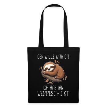 Faultier Faultiere Tier Schlafen Faul - Stoffbeutel - Schwarz - Vorne