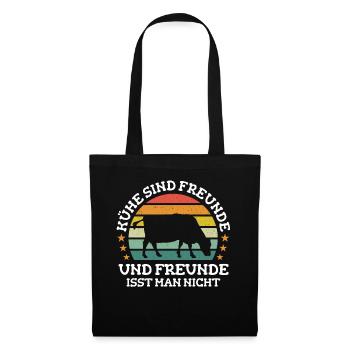 Vegetarier Veganer Tierschutz Tierrecht Veggie - Stoffbeutel - Schwarz - Vorne
