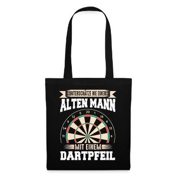 Dart Darts Dartspieler Dartsport - Stoffbeutel - Schwarz - Vorne