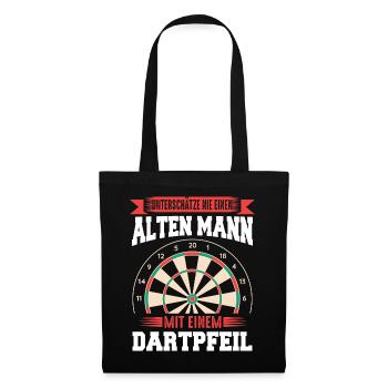 Dart Darts Dartspieler Dartsport - Stoffbeutel - Schwarz - Vorne