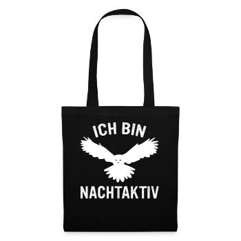 Nachteule Eule Eulen Vogel - Stoffbeutel - Schwarz - Vorne