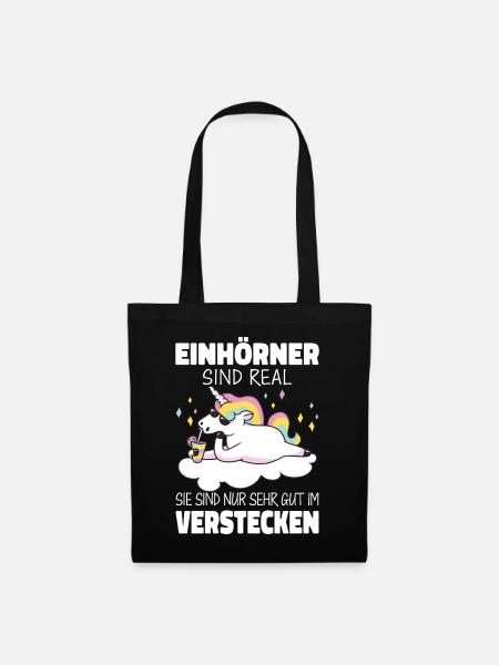 Einhorn Einhörner Fabelwesen Mystisch - Stoffbeutel - Schwarz