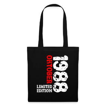 1988 Oktober Limited Edition 35. Geburtstag Deko - Stoffbeutel - Schwarz - Vorne