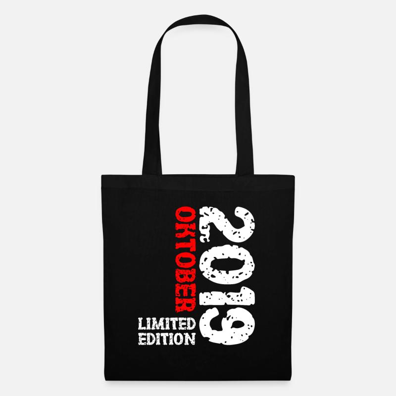 2019 Oktober Limited Edition 4. Geburtstag Deko - Stoffbeutel - Schwarz