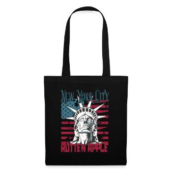 Steampunk NY City gâté Apple USA drapeau des États-Unis - Sac en tissu - noir - Devant