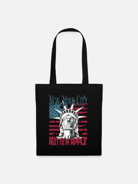 Steampunk NY City verdorbener Apfel USA US Flag - Stoffbeutel - Schwarz