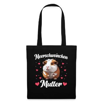 Meerschweinchen Kurzhaar Langhaar Crested Hunde - Stoffbeutel - Schwarz - Vorne