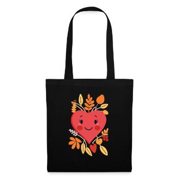 Herbst, Herz, Ich liebe den Herbst Geschenk - Stoffbeutel - Schwarz - Vorne