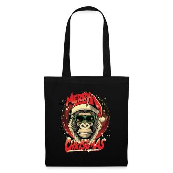 Xmas Gorilla Cristmas Frohe Weihnachten - Stoffbeutel - Schwarz - Vorne
