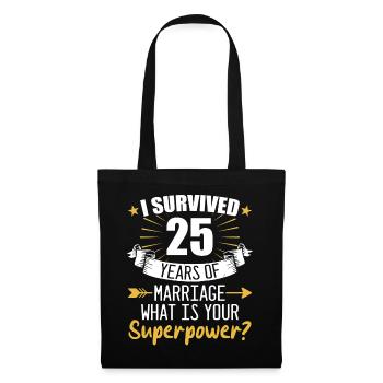 25th Wedding Anniversary Husband Wife Wedding - Tote Bag - black - Front