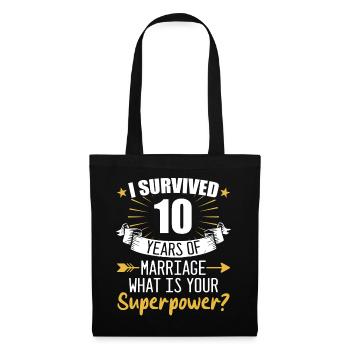 10. Hochzeitstag Ehemann Ehefrau Hochzeit - Stoffbeutel - Schwarz - Vorne