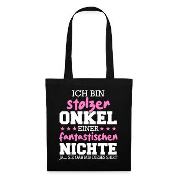 Onkel Patenonkel Familie Großonkel - Stoffbeutel - Schwarz - Vorne