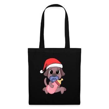 Hund Baby Weihnachten - Stoffbeutel - Schwarz - Vorne