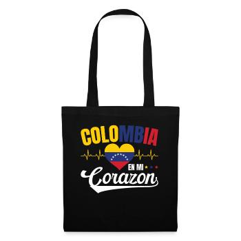 Colombia En Mi Corazon Lebensweisheit Kolumbianer - Stoffbeutel - Schwarz - Vorne