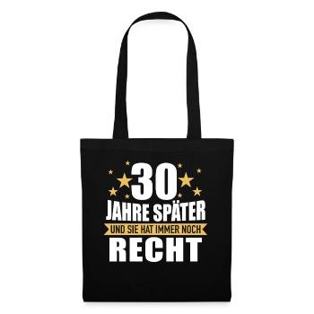 30 Hochzeitstag Jahrestag Ehemann Ehefrau - Stoffbeutel - Schwarz - Vorne