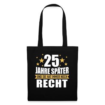 25 Hochzeitstag Jahrestag Ehemann Ehefrau - Stoffbeutel - Schwarz - Vorne