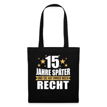 15 Hochzeitstag Jahrestag Ehemann Ehefrau - Stoffbeutel - Schwarz - Vorne