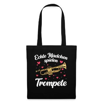 Trompeten Instrument Trompetenspieler - Stoffbeutel - Schwarz - Vorne