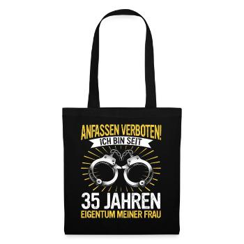 35 Hochzeitstag Jahrestag Ehemann Ehefrau - Stoffbeutel - Schwarz - Vorne
