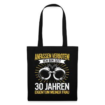 30 Hochzeitstag Jahrestag Ehemann Ehefrau - Stoffbeutel - Schwarz - Vorne